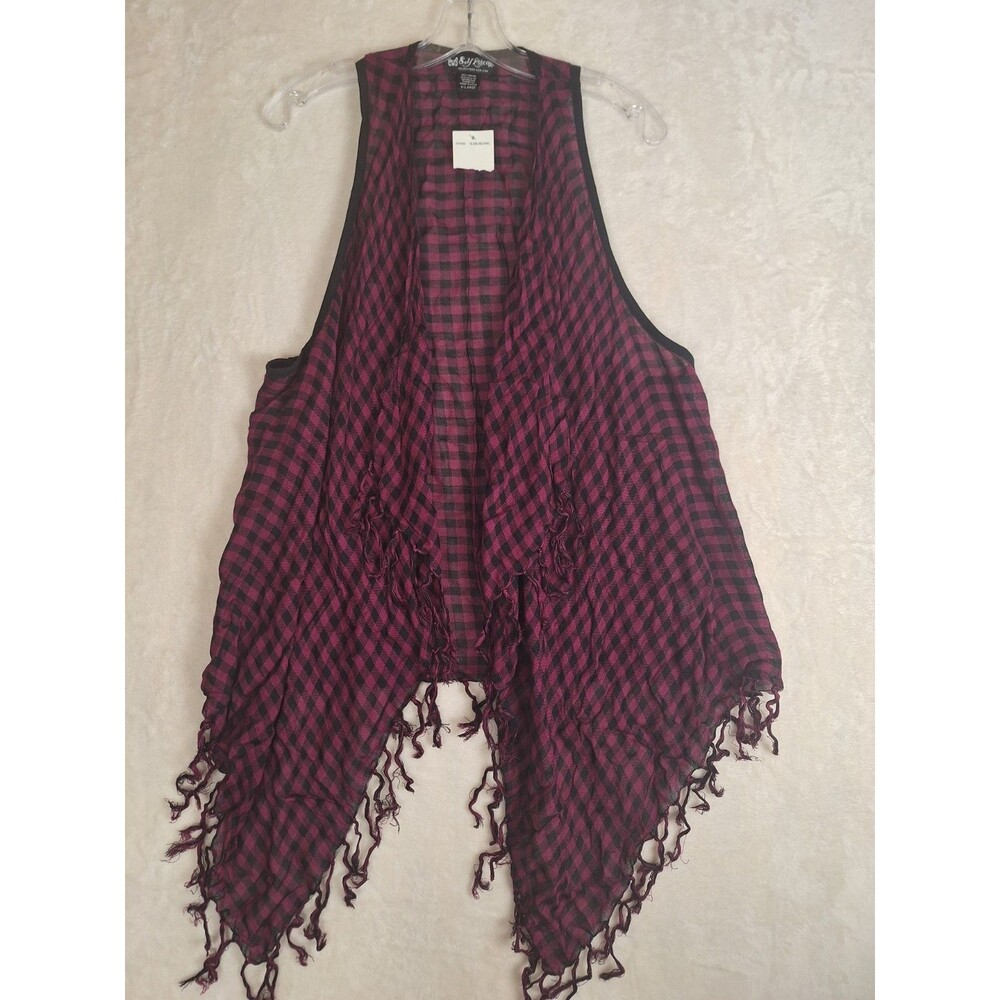 Self Esteem Juniors XL Open Top Black Cardigan NWT Sheer Sleeveless Fringe Boho
